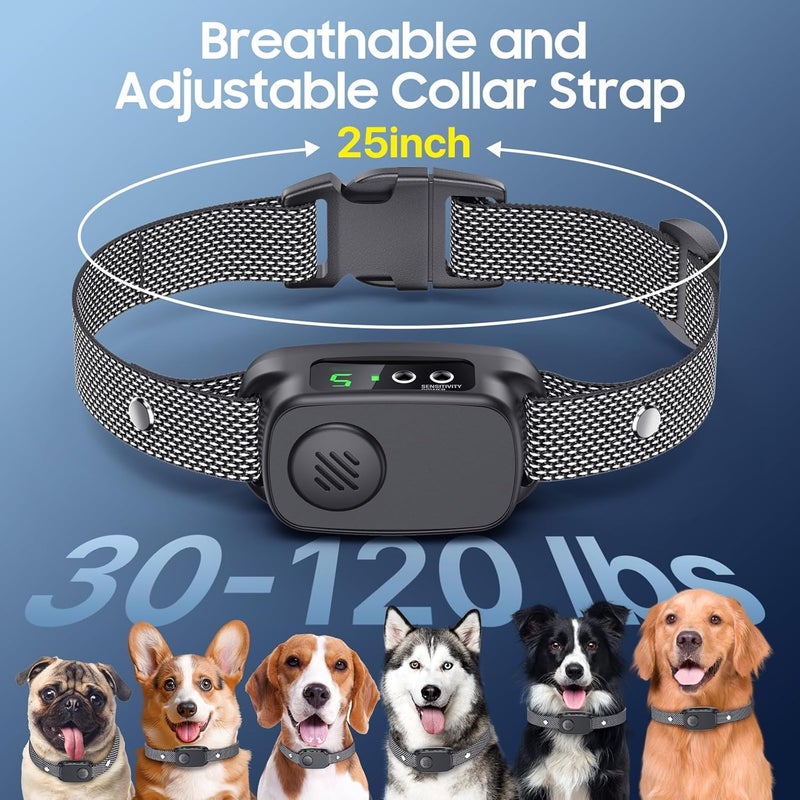 Dog bark collar, large and medium-sized dog bark collar, with 5 adjustable sensitivities, automatic bark prevention collar, and 3 training modes (black) - Image 3