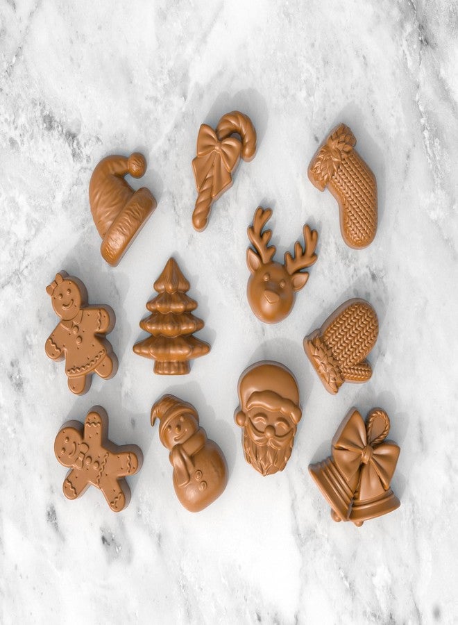 EDUEE Christmas Chocolate Molds Silicone Gummy Molds Christmas Sock Bell Gingerbread Snowman Glove Cane Candy Molds 10 Shape Design Chocolate Mold for Baking Pastry Gummies Cake Decorating - Image 3