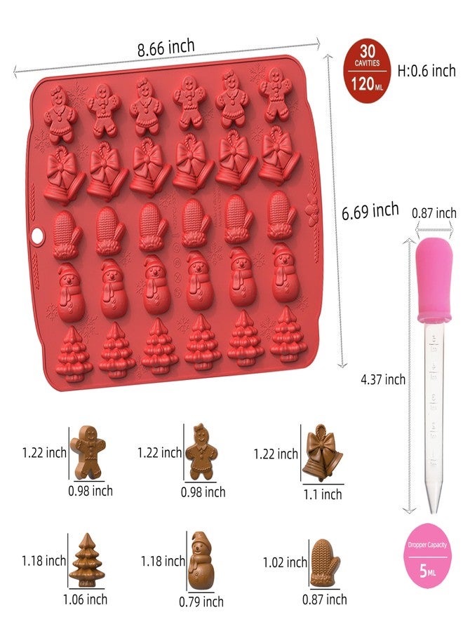 EDUEE Christmas Chocolate Molds Silicone Gummy Molds Christmas Sock Bell Gingerbread Snowman Glove Cane Candy Molds 10 Shape Design Chocolate Mold for Baking Pastry Gummies Cake Decorating - Image 2
