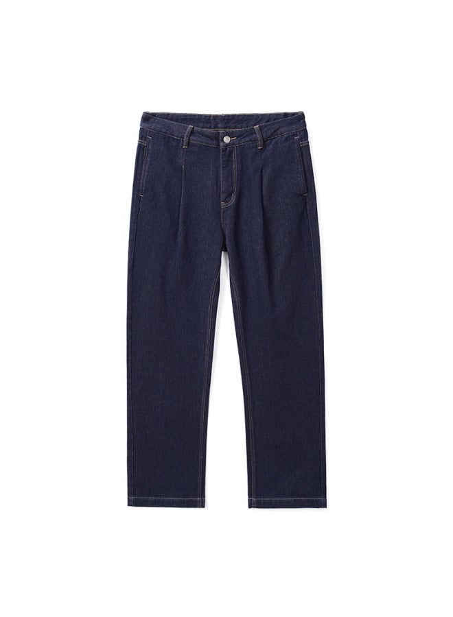 Men's Original Color Cotton Jeans Men's Spring And Summer New Straight Texted Wide Leg Pants