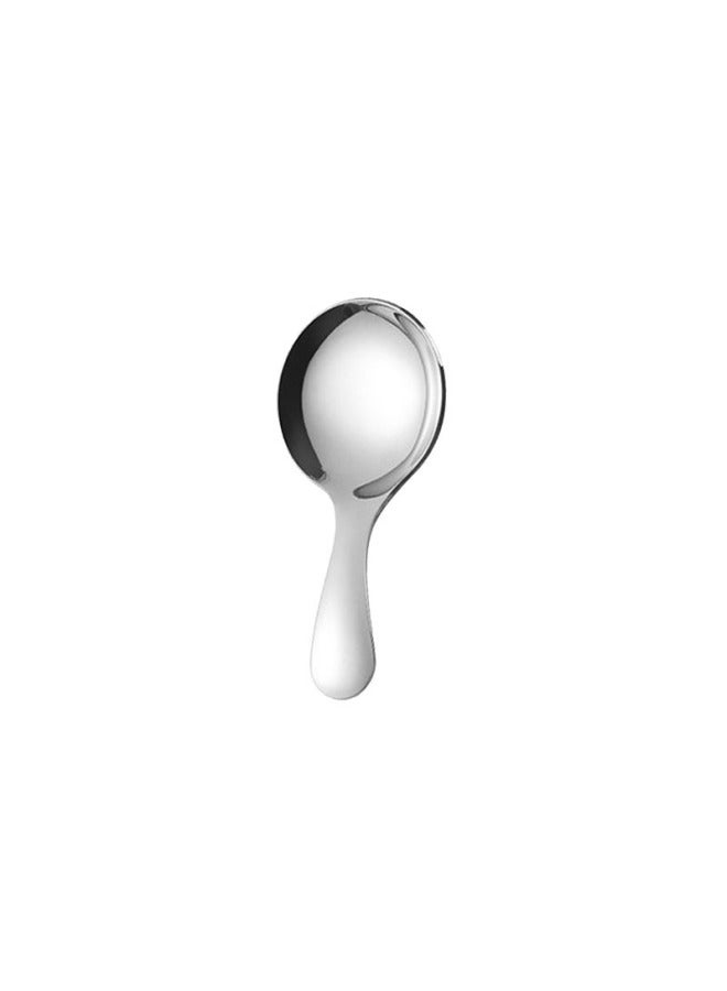 304 Stainless Steel Short Handle Small Round Spoon Tea Spoon Creative Titanium Dessert Ice Cream Spoon Children's Rice Spoon Spoon Spoon Spoon-Specification:304 True Color - Image 1