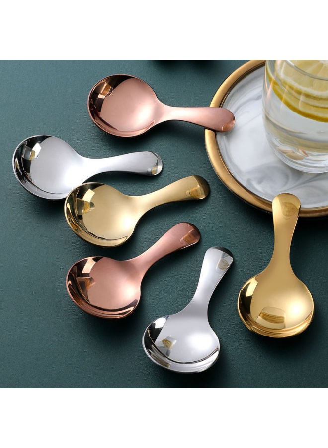 304 Stainless Steel Short Handle Small Round Spoon Tea Spoon Creative Titanium Dessert Ice Cream Spoon Children's Rice Spoon Spoon Spoon Spoon-Specification:304 True Color - Image 3