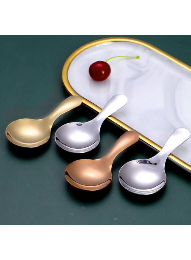 304 Stainless Steel Short Handle Small Round Spoon Tea Spoon Creative Titanium Dessert Ice Cream Spoon Children's Rice Spoon Spoon Spoon Spoon-Specification:304 True Color - Image 2