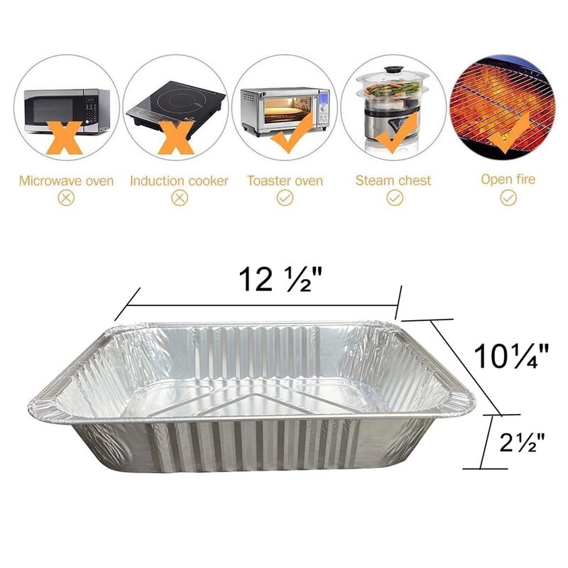 Waytiffer Aluminum Pans 9x13 Disposable Foil Pans (10 Pack) Half Size Deep Steam Table Pans Extra Thick for Baking, Cooking, Roasting, Heating, Serving & Lining Steam-Table Trays - Image 3