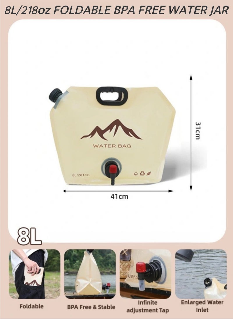 YASMINARA 8L Foldable Water Jug with Tap Indoor Outdoor BPA Free Large Volume Food-Grade Plastic Water Storage Bag for Hajj or Umrah Camping Picnic Desert Emergency No-Leak Dust-Free Water Storage Containers - Image 1