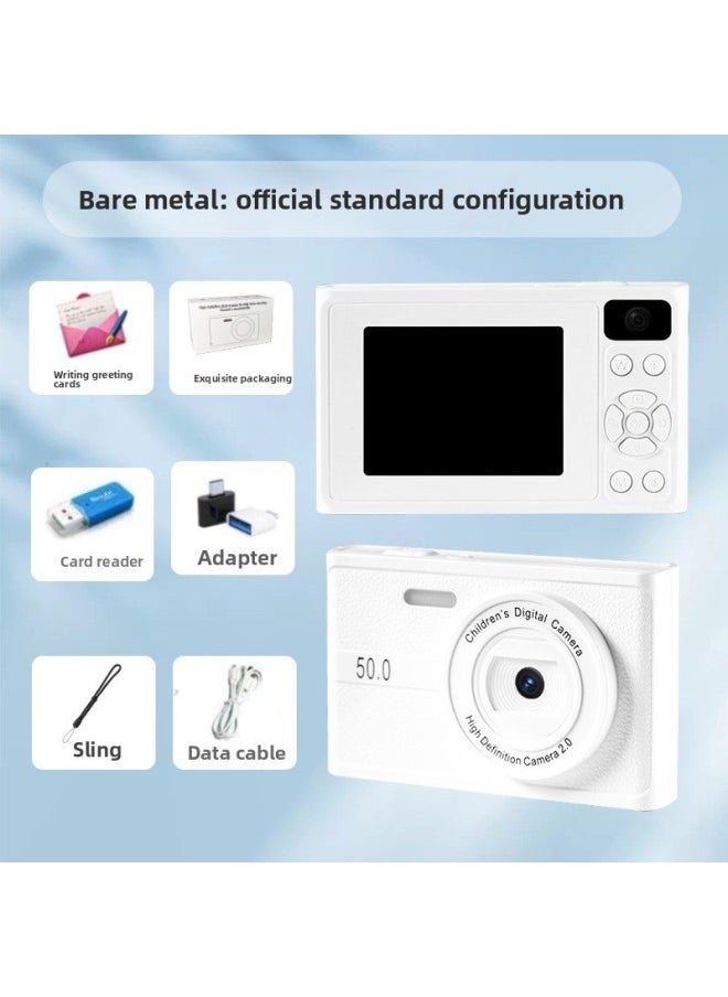 Generic Pixel Digital Camera Campus HD Card Player Student Travel Retro Small Starter Gift-Body Color:Moonlight White [selfie + Fill Light + Filter Beauty]] - Official Standard  - Image 1