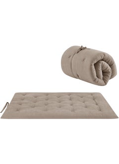 Deevine Craft Deevine Craft Quilt Cotton Floor Mattress Foldable Movable Rollable Single Bed Mattress Quilted Tufted Design 30x72x5 Inches Khakhee  - Image 1