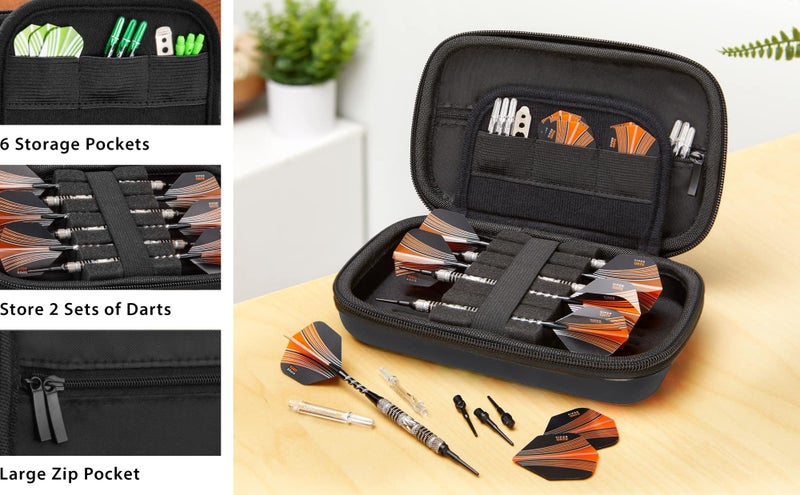 Casemaster Sentinel 6 Dart Case, Holds Extra Accessories, Tips, Shafts and Flights, Compatible with Steel Tip and Soft Tip Darts, Impact & Water Resistant Tactech Shell, Red Zipper - Image 2