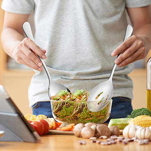 LIANYU 8 Pack Large Slotted Stainless Steel Serving Utensils - 9.8 Inch Spoon Set for Banquet Catering Buffet Dinner Restaurant Party - Image 3