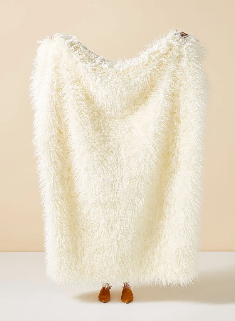 Anthropologie Home Makura Faux Fur Throw