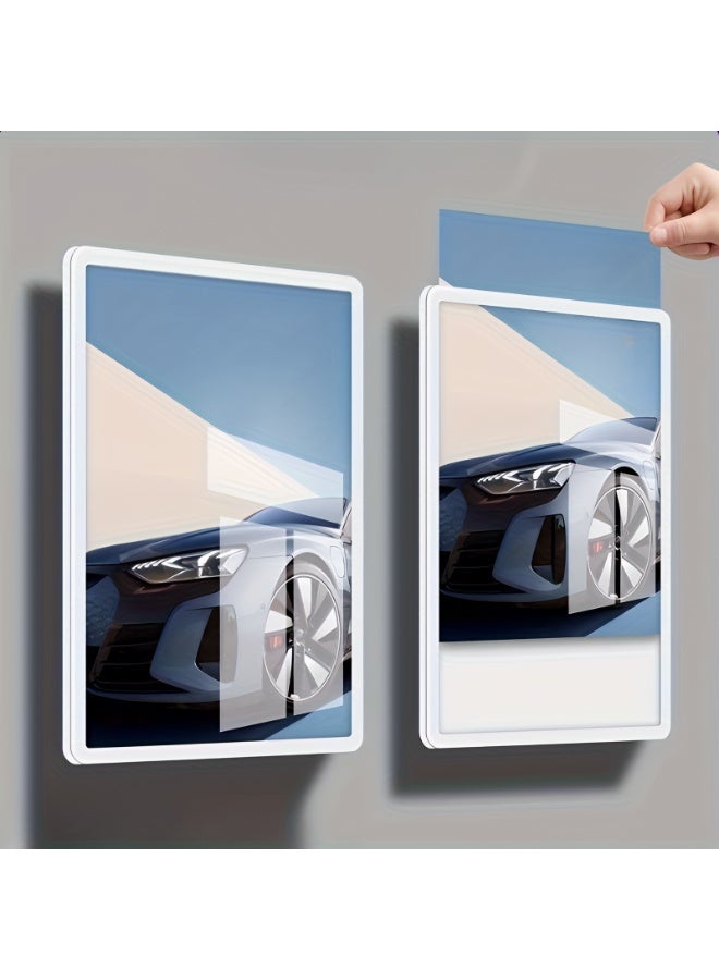 TrustMate 2 PCS Modern A4 Magnetic Display Frame - Self-Adhesive Sign & Photo Holder - Horizontal & Vertical Use - Ideal for Retail Shops, Offices, and Home Decor - Image 2