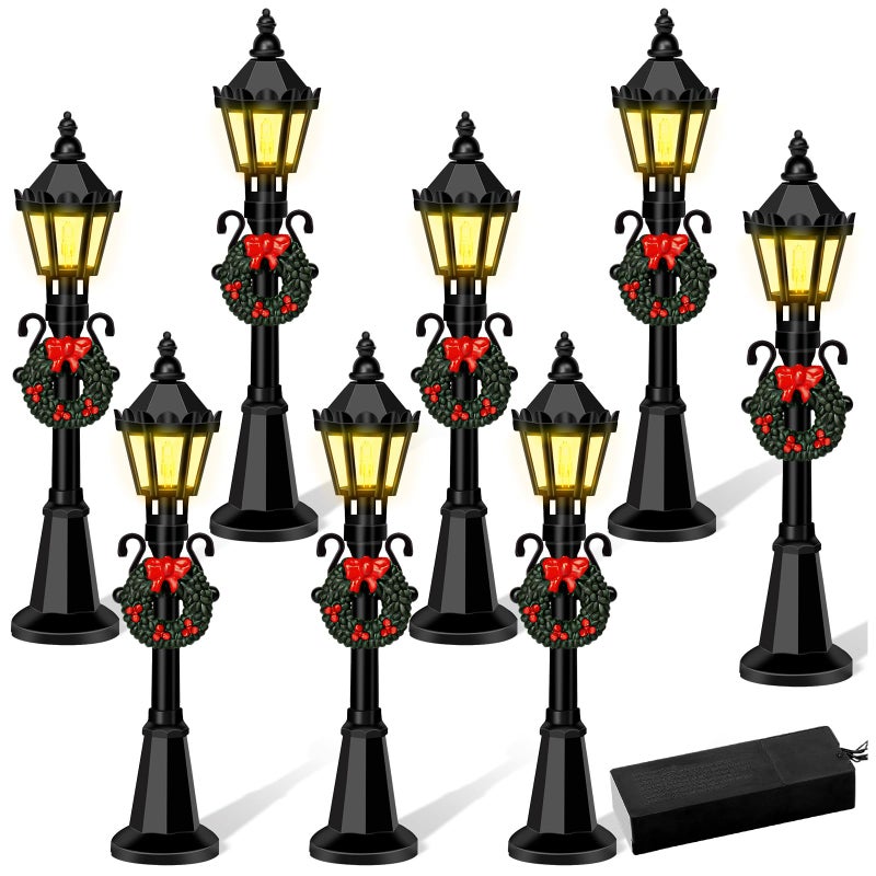KVCSYAW Christmas Mini Street Light Models 4 Pcs Mini Street Lamp Dollhouse Streetlight Models Miniature Christmas Village Pathway Lantern Post for DIY Micro Landscape Fairy Garden Accessories - Image 3