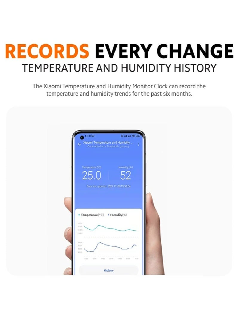 Xiaomi - Smart Temperature and Humidity Monitor Clock Advanced E-Link Display for Crystal-Clear Readability, Compact and Stylish Design in White, Long-Lasting Battery Life, Real-Time Temperature and Humidity Tracking for Home Comfort- White - Image 1