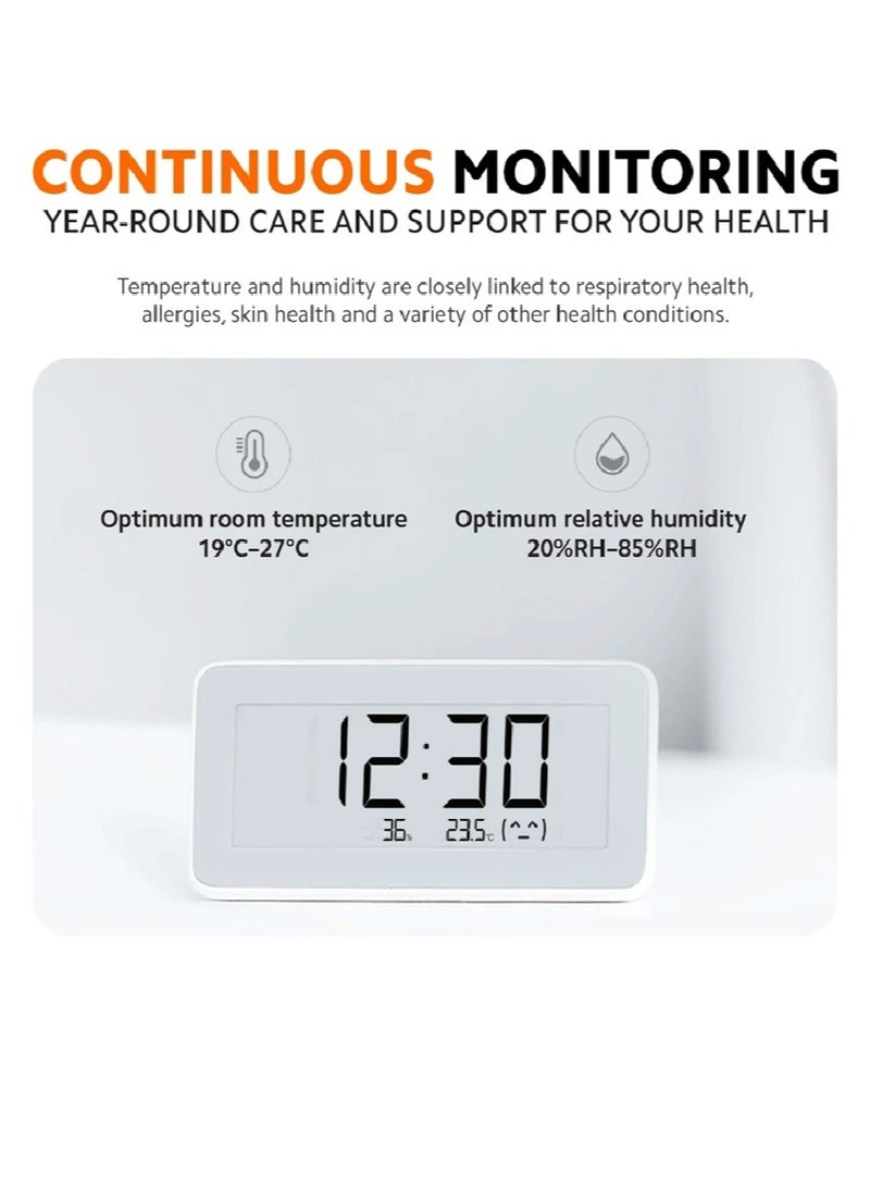 Xiaomi - Smart Temperature and Humidity Monitor Clock Advanced E-Link Display for Crystal-Clear Readability, Compact and Stylish Design in White, Long-Lasting Battery Life, Real-Time Temperature and Humidity Tracking for Home Comfort- White - Image 1
