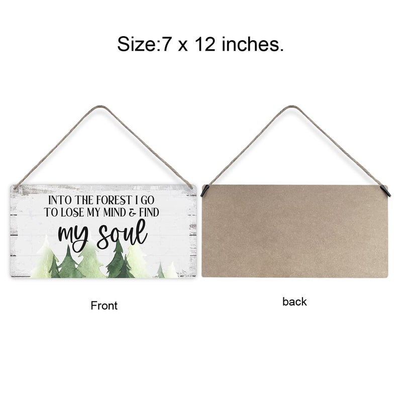 MIGUMUTU Motivational Into the Forest I Go to Lose My Mind & Find My Soul Sayings Home Wall Decor Wooden Signs Rustic Farmhouse Hanging Wall Plaque Sign Gift - Image 2