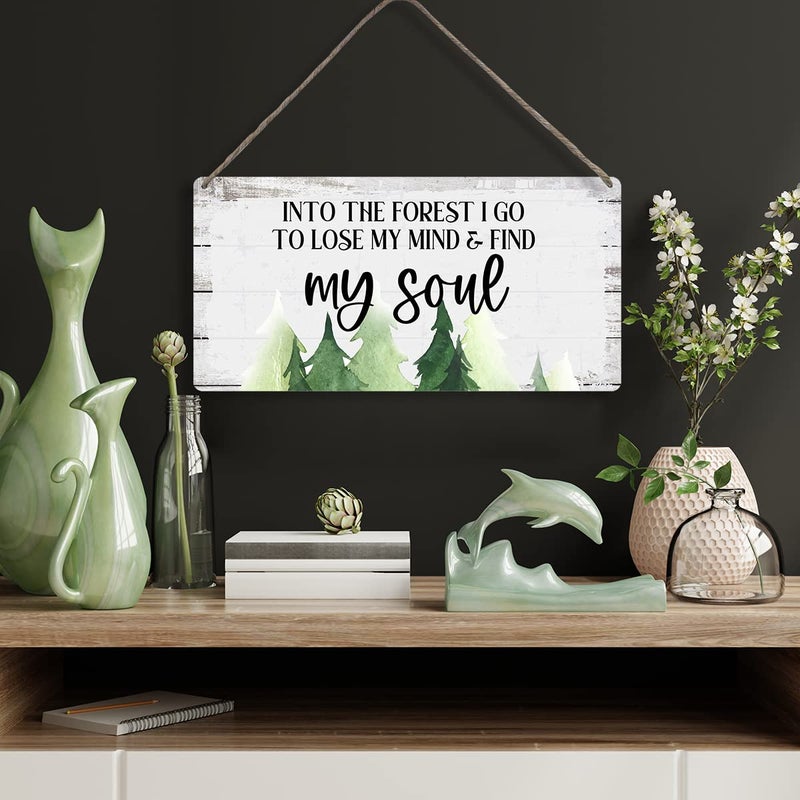 MIGUMUTU Motivational Into the Forest I Go to Lose My Mind & Find My Soul Sayings Home Wall Decor Wooden Signs Rustic Farmhouse Hanging Wall Plaque Sign Gift - Image 4