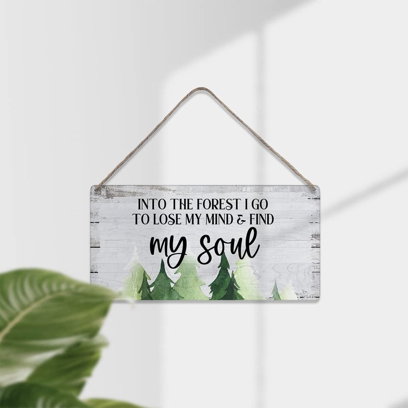 MIGUMUTU Motivational Into the Forest I Go to Lose My Mind & Find My Soul Sayings Home Wall Decor Wooden Signs Rustic Farmhouse Hanging Wall Plaque Sign Gift - Image 3