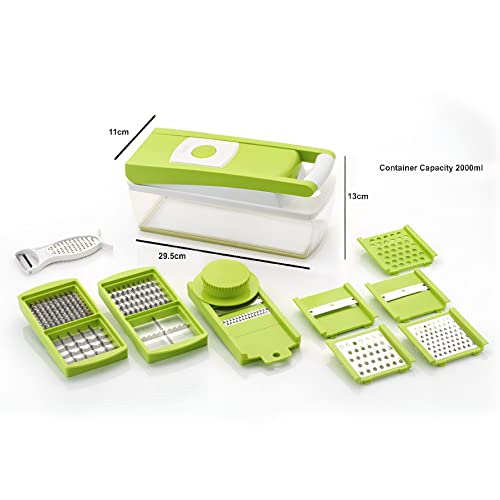 Ganesh ABS Plastic Fruit & Vegetable Chopper Slicer Dicer Grater 14 in 1 (Green) - Image 2