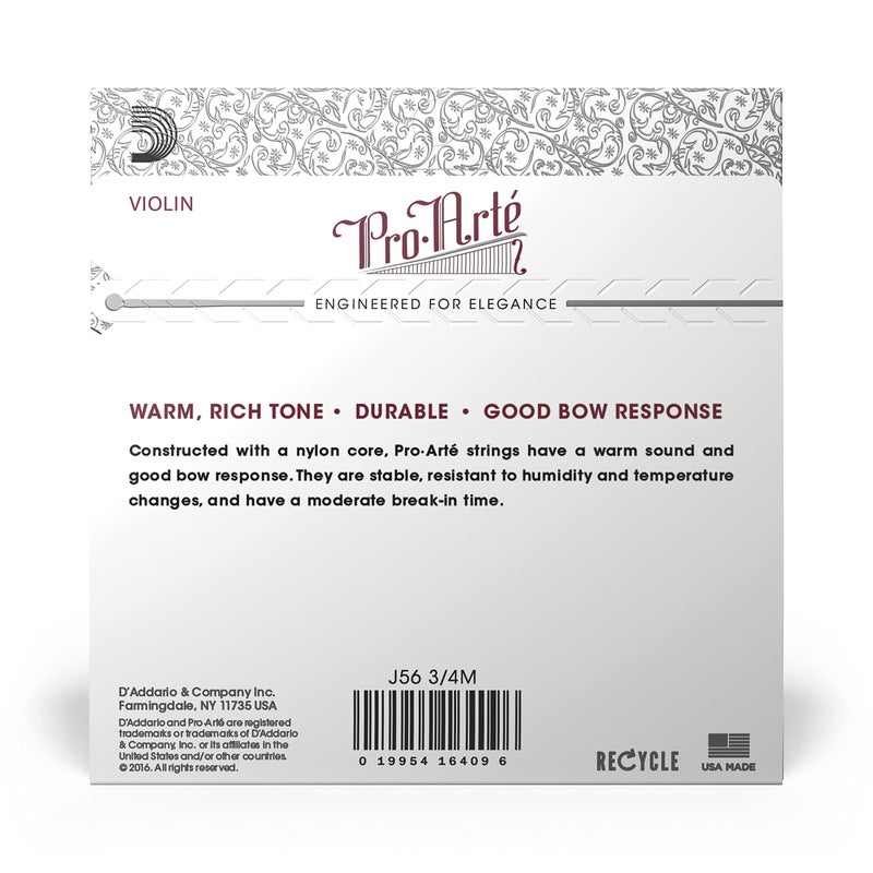D'Addario D'Addario Pro-Arte Violin String Set, 3/4 Scale, Medium Tension  - Image 3