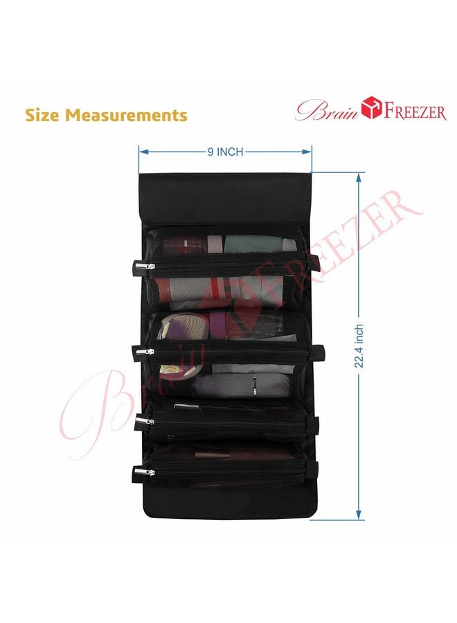 Brain Freezer Nylon Roll Up Foldable Cosmetic Makeup Kit Storage Organizer Toiletry Bag (Black) - Image 4