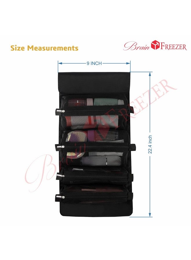 Brain Freezer Nylon Roll Up Foldable Cosmetic Makeup Kit Storage Organizer Toiletry Bag (Black) - Image 3