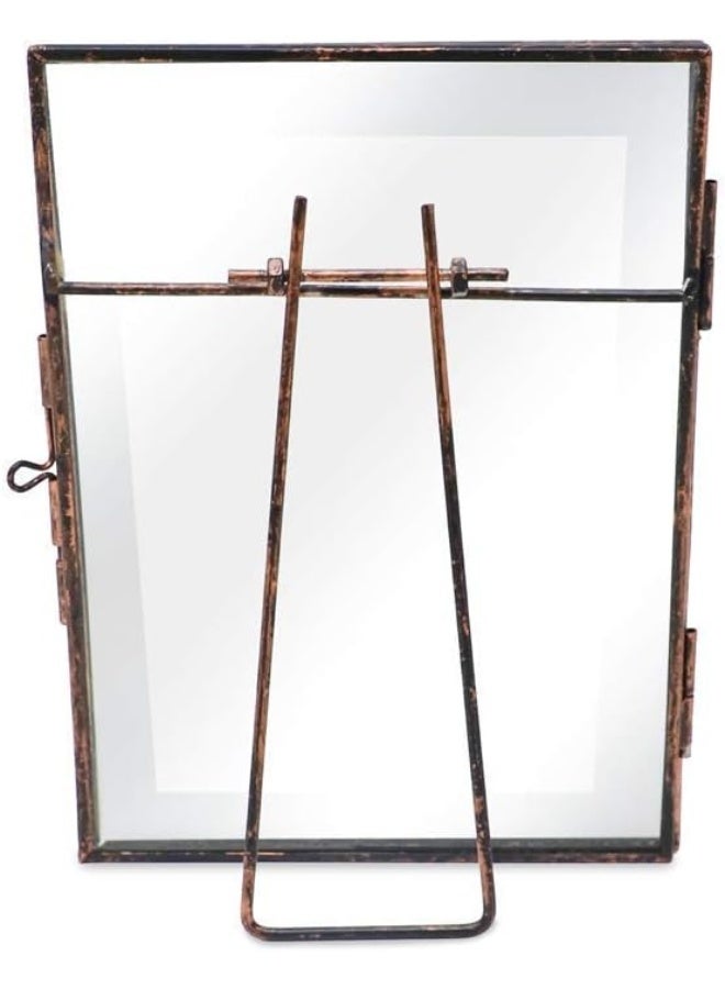 Isaac Jacobs 5x7 Antique Bronze Vintage Style Brass and Glass Metal Floating Picture Frame Vertical with Locket Closure for Photos Art  More Tabletop Display 5x7 Antique Bronze - Image 5