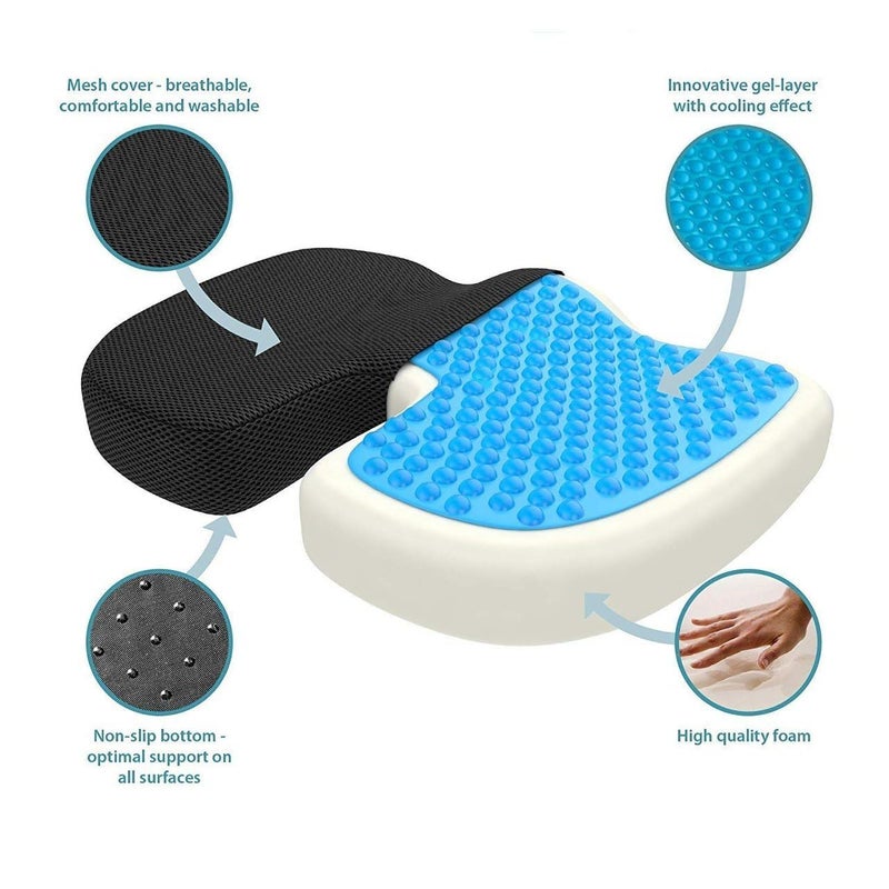 XBEY Orthopedic Memory Foam Gel Pillow Cool Cervical Pillow for Neck Pain, for Sleeping Contour Pillow for Neck & Shoulder Pain, Contoured Neck Cushion (Blue & White Square Gel Pillow) - Image 2