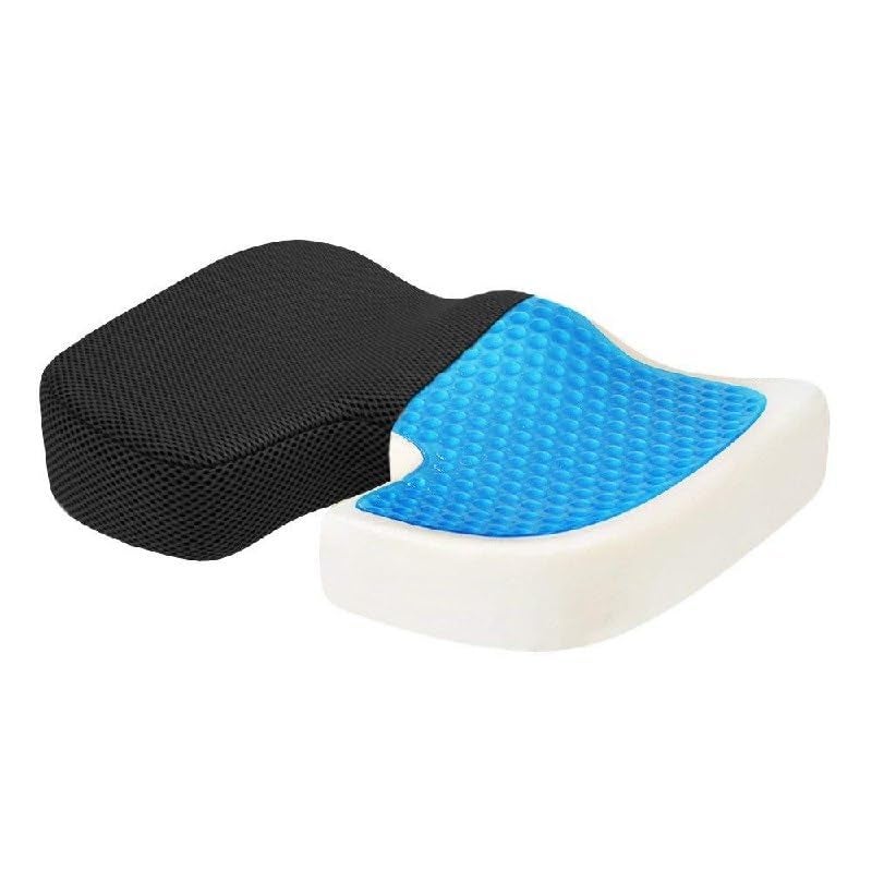 XBEY Orthopedic Memory Foam Gel Pillow Cool Cervical Pillow for Neck Pain, for Sleeping Contour Pillow for Neck & Shoulder Pain, Contoured Neck Cushion (Blue & White Square Gel Pillow) - Image 1
