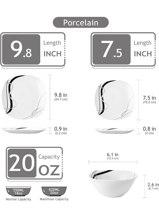 VEWEET طقم أدوات المائدة من فيويت بورسلين 12 قطعة بما في ذلك أطباق العشاء وأطباق الحلوى وأوعية الحبوب سلسلة فيونا - Image 2