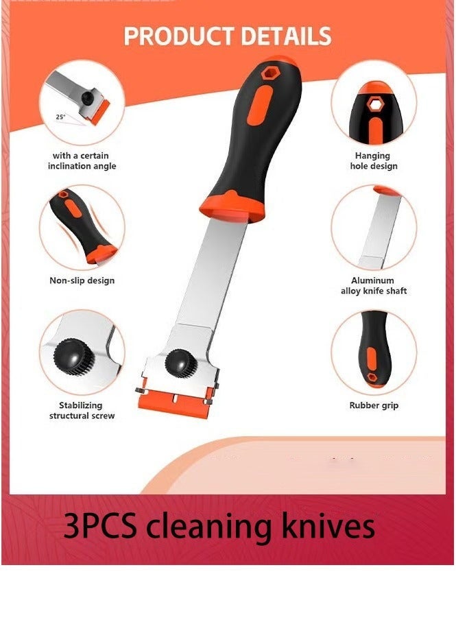 Blade scraper, 3-piece scraper tool, with 30 plastic blades and 30 metal razor blades, two-in-one cleaning scraper for removing labels, registration stickers, tones, grease on windshields, electrical appliances, and glass - Image 2