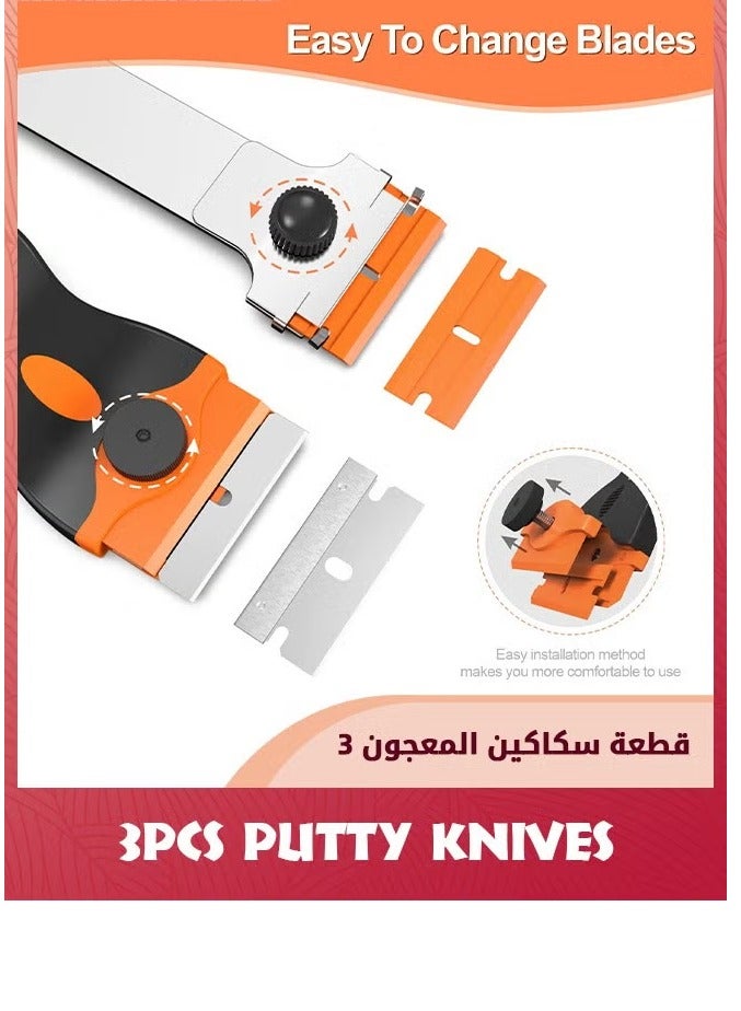 Razor Blade Scraper,3 Pack Razor Scraper Tool With 30 Plastic And 30 Metal Razor Blades,2-In-1 Cleaning Scraper For Removing Label,Registration Sticker,Tint,Grease From Windshield,Appliance,Glass  - Image 3