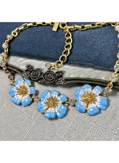 Oscar Retro New Gradient Hand Painted Enamel Glaze Color Cherry Blossom Necklace Fresh Poppy Clavicle Chain