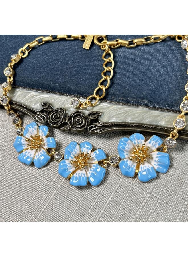 Generic - Oscar Retro New Gradient Hand Painted Enamel Glaze Color Cherry Blossom Necklace Fresh Poppy Clavicle Chain - Image 1