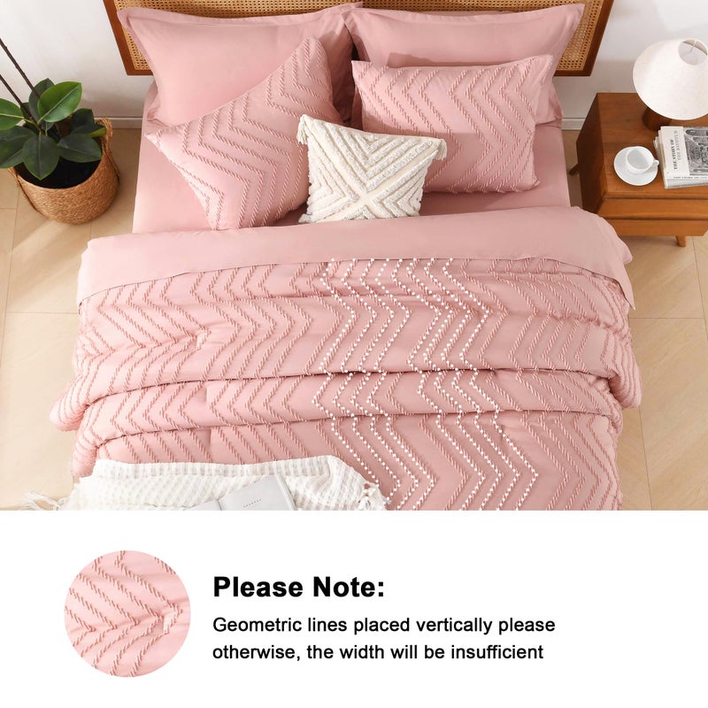 Litanika Blush Pink California King Size Comforter Set With Sheets - 7 Pieces Bed In A Bag California King Boho Tufted Complete Beddding Sets With Comforter  Sheets  Pillowcases & Shams - Image 4
