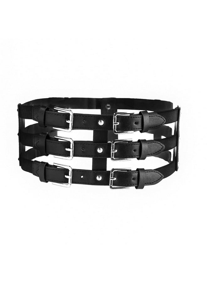 Milakoo - Pu Leather High Waist Belt Wide Elastic Stretch Corset Cinch Waistband With Alloy Buckle - Image 1