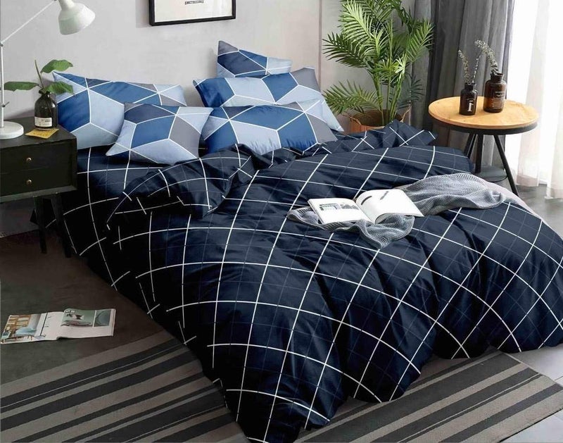 MORADO Super Soft Double Bed King Size Quilt Cover/Duvet Cover/Rajai Cover/Blanket Cover with Zipper (90 X 100 Inches, Blue Cross) - Image 5