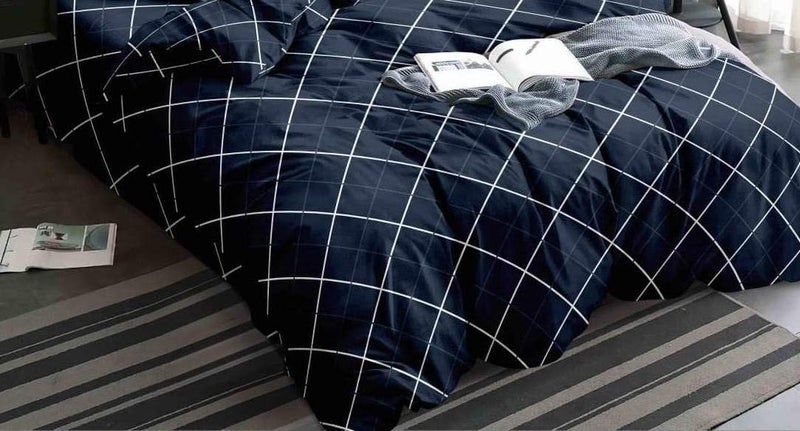 MORADO Super Soft Double Bed King Size Quilt Cover/Duvet Cover/Rajai Cover/Blanket Cover with Zipper (90 X 100 Inches, Blue Cross) - Image 2