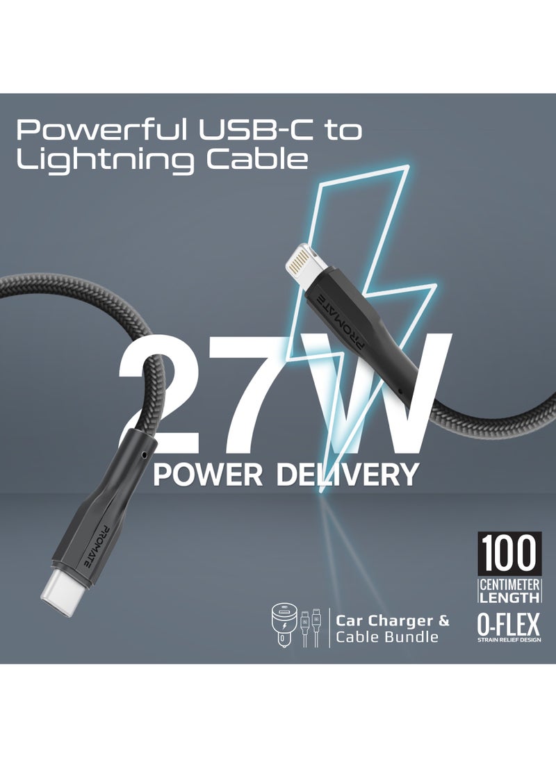 PROMATE DriveGear-PD33Ci 33W USB-C Power Delivery Car Charger with 18W QC 3.0, Dual Port Fast Charging Adapter, Mini Design, Overheat & Surge Protection, USB-C & USB-A for iPhone, Samsung And More - Black - Image 3