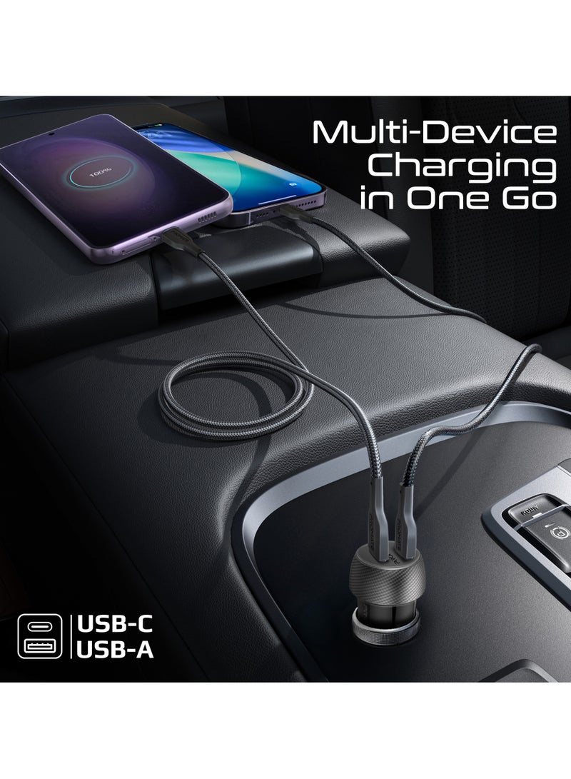 PROMATE DriveGear-PD33Ci 33W USB-C Power Delivery Car Charger with 18W QC 3.0, Dual Port Fast Charging Adapter, Mini Design, Overheat & Surge Protection, USB-C & USB-A for iPhone, Samsung And More - Black - Image 2