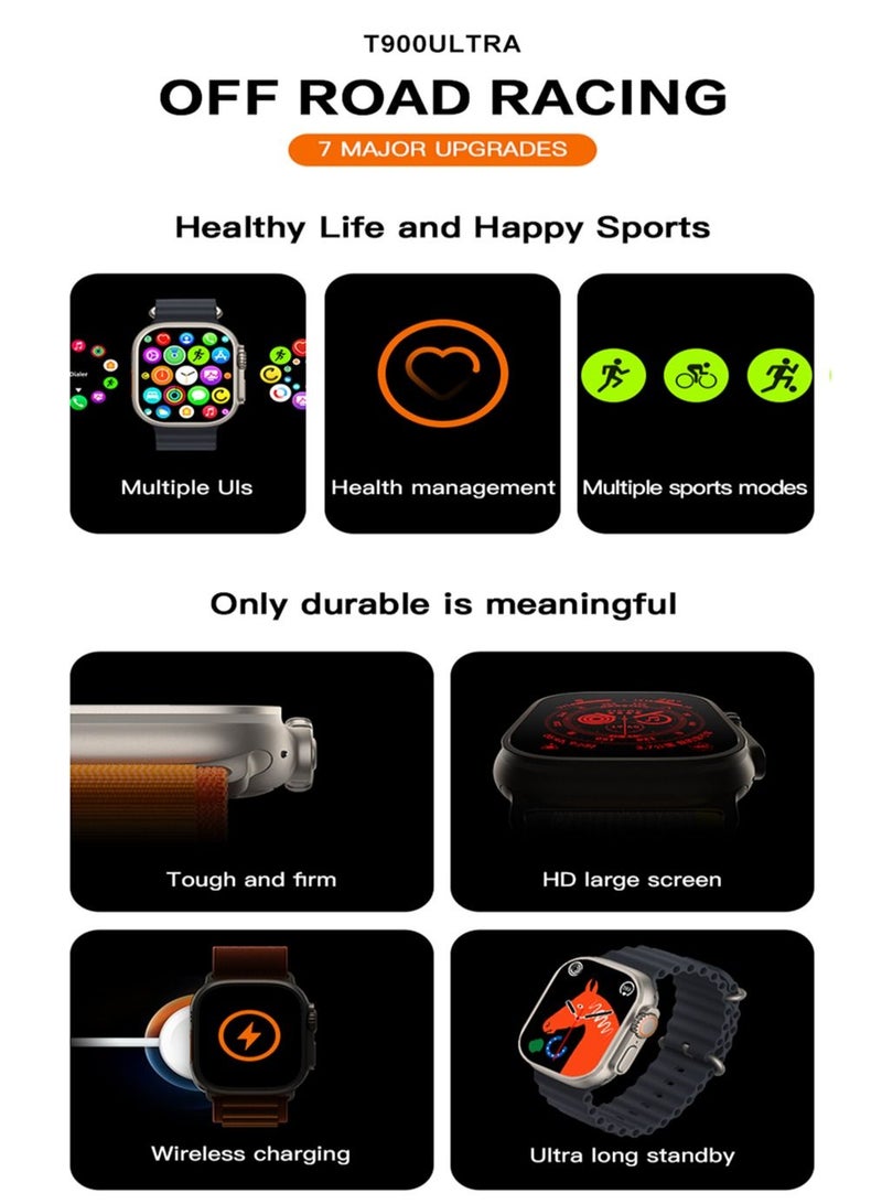 AROAQ T900 Ultra Wireless Charging New Features Super Fast Latest Smart Watch Yellow - Image 4