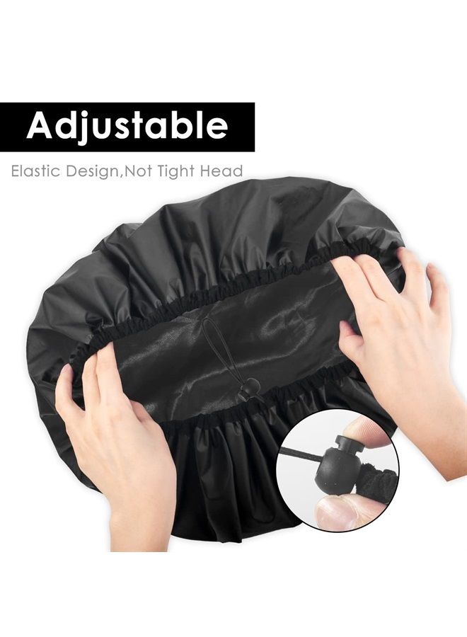Auban Extra Large Shower Cap, Waterproof Reusable Hair Cap, XL Satin Lined Shower Bonnet for Women Men Thick Long Hair, Braids, Dreadlocks(Adjustable) - Image 2