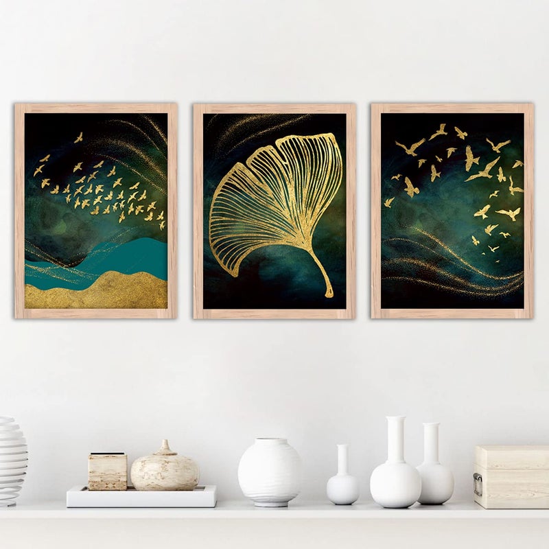 Gamya Wall Painting Frame For Living Room Bedroom Office Home Decoration ItemFrames For Wall Decor 11X14 Inches Set of 3 Green