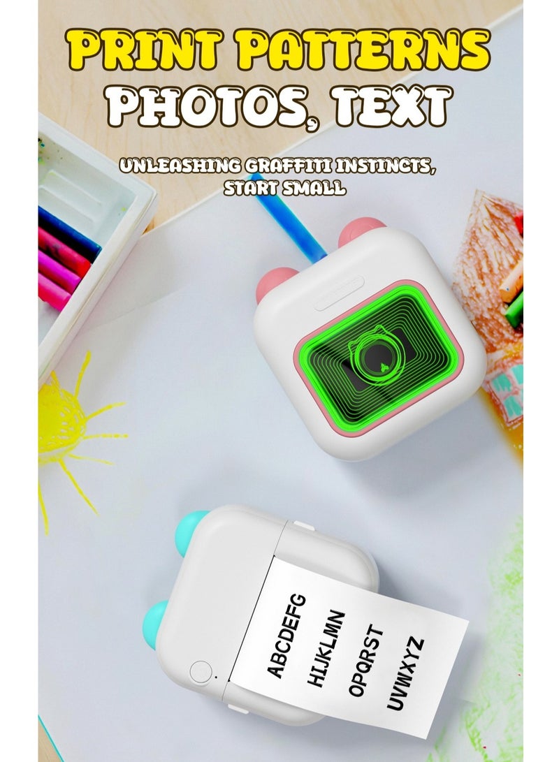 3 in 1 Portable Printer + Night Light + Mirror, Wireless Bluetooth Photo Printer Portable Thermal Label Printer - Mini Printer, Mini Receipt Printer Compatible with IOS and Android, Blue  - Image 5