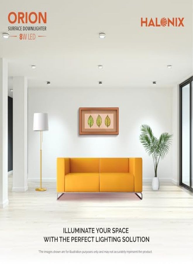 Halonix 8W White Orion Round Led Rimless Surface downlighter| Led Ceiling Light for Home, Shop and Office |Pack of 1, White. - Image 3