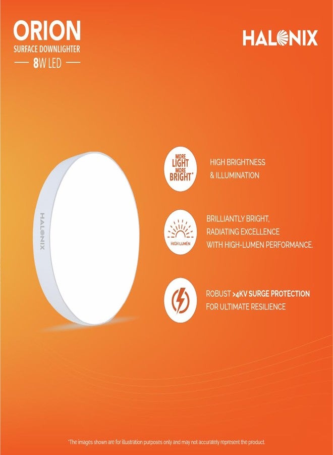 Halonix 8W White Orion Round Led Rimless Surface downlighter| Led Ceiling Light for Home, Shop and Office |Pack of 1, White. - Image 2