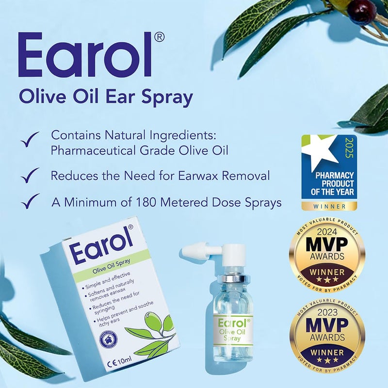 Earol Olive Oil Natural Ear Wax Softener Naturally Removing Effective Spray - Image 2