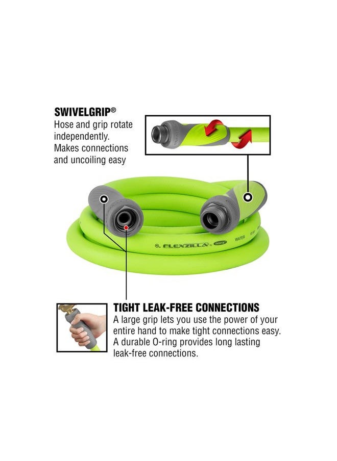 Flexzilla Garden Lead-in Hose with SwivelGrip, 5/8 in. x 10 ft., Heavy Duty, Lightweight, Drinking Water Safe, ZillaGreen - HFZG510YWS-E  - Image 3