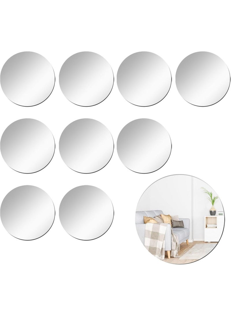 10-Pack Shatterproof Acrylic Round Mirror Sheets - Self-Adhesive Wall Mirror Stickers for DIY Decor & Table Centerpieces - Image 1