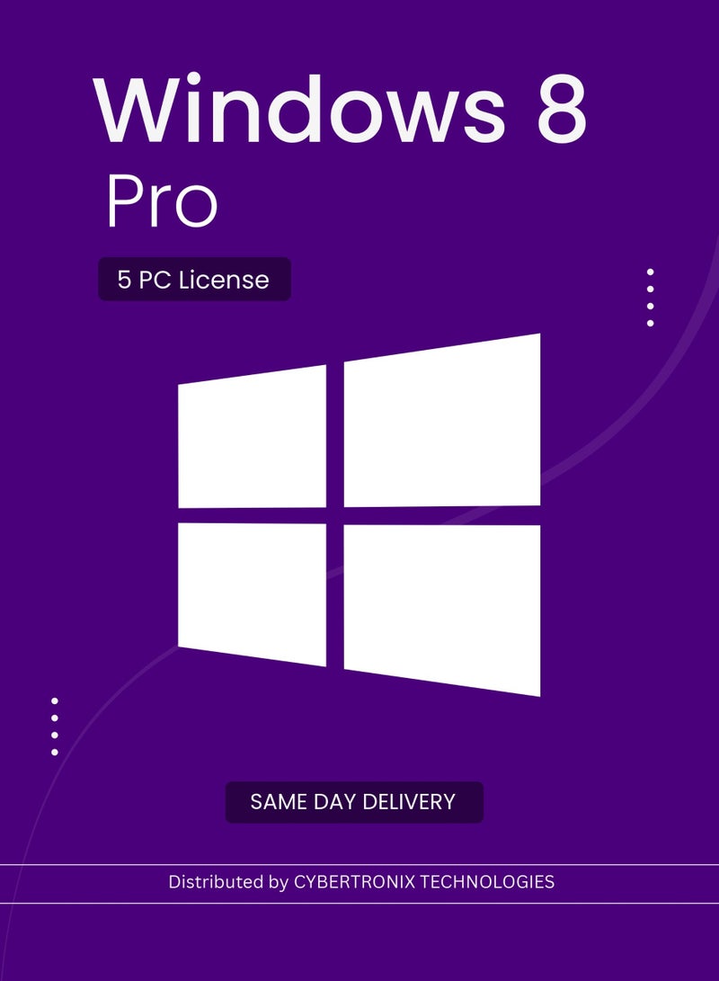 Windows Microsoft Windows 8 Pro | 5 PC License | Digital License | SAME DAY DELIVERY
