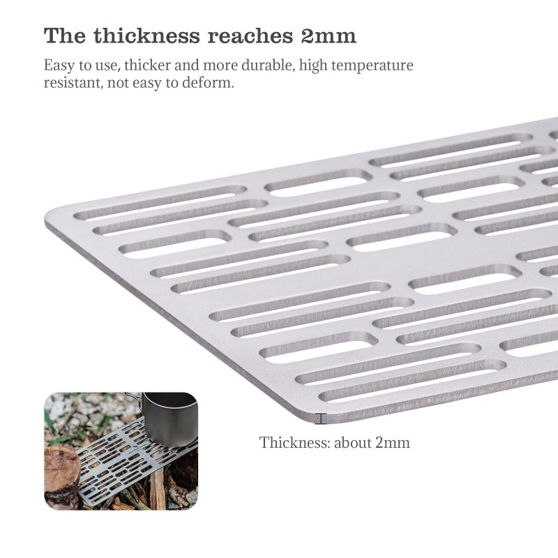 iBasingo Mini Outdoor Titanium Grill Plate Camping Ultralight Baking Cooling Rack Heavy Duty Cooking Roasting Kitchen Utensils Backpacking Hiking Travel Portable Charcoal BBQ Kit Ti2021C - Image 5